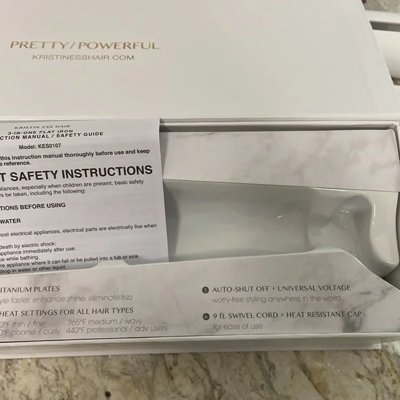 EUC Kristin Ess White Flat Iron, 3-in-one, only used a few times, 1.25” - Picture 12 of 12